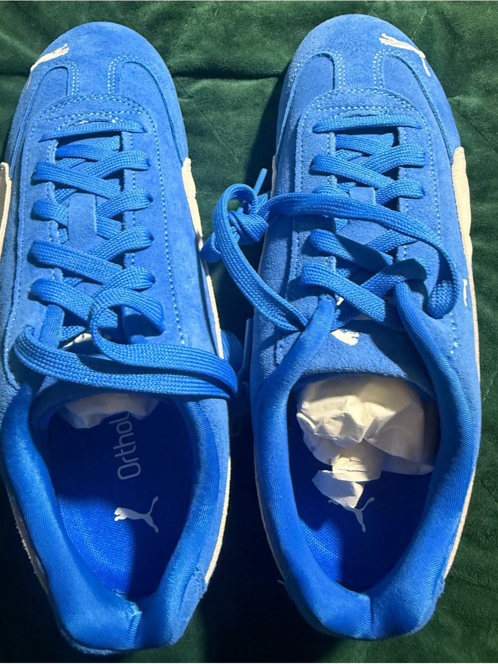 Puma Kids Suede Sneakers in Bright Blue with White Piping